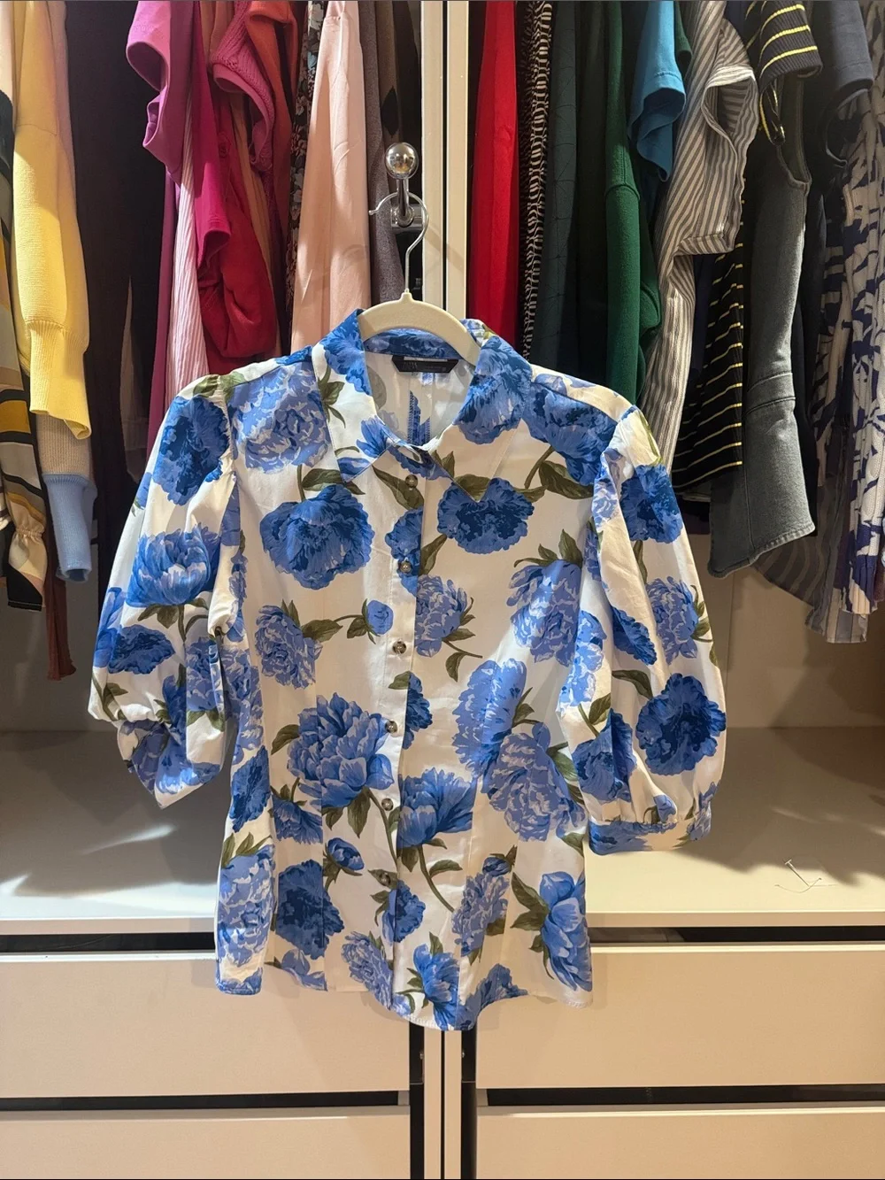 Zara Floral Print Poplin Shirt